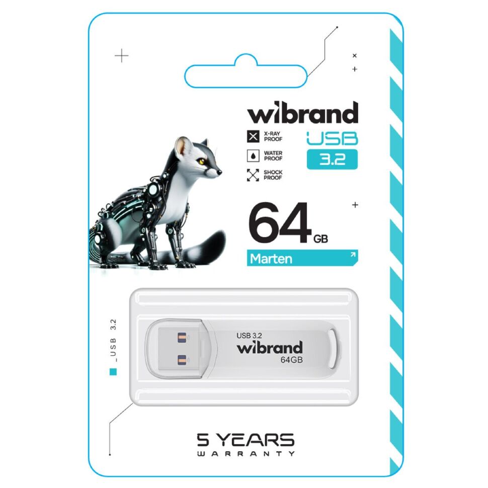 USB флеш 64Gb Wibrand Marten USB 3.2 White USB флеш 64Gb Wibrand Marten USB 3.2 White