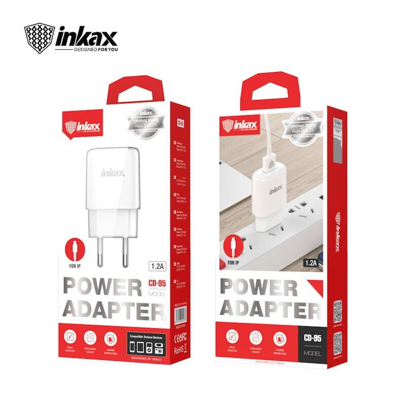 Мережевий зарядний пристрій INKAX CD-95 1.2A + USB кабель Lightning for IPhone Мережевий зарядний пристрій INKAX CD-95 1.2A + USB кабель Lightning for IPhone