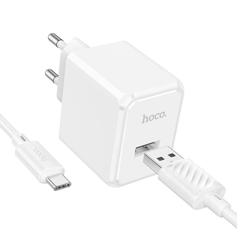 СЗУ HOCO CS11A (1USB) + USB - Type-C (28pc) (белый) СЗУ HOCO CS11A (1USB) + USB - Type-C (28pc) (белый)