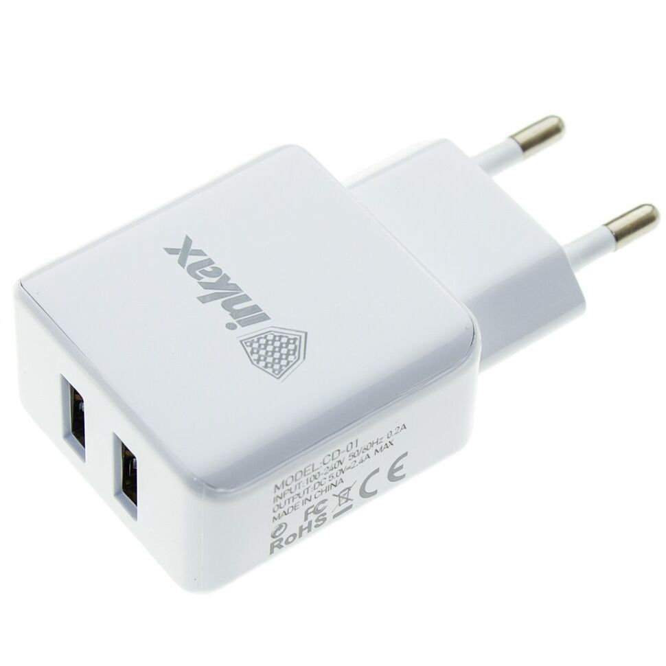 Мережевий зарядний пристрій INKAX CD-01 2.4A + USB кабель LIGHTNING Мережевий зарядний пристрій INKAX CD-01 2.4A + USB кабель LIGHTNING