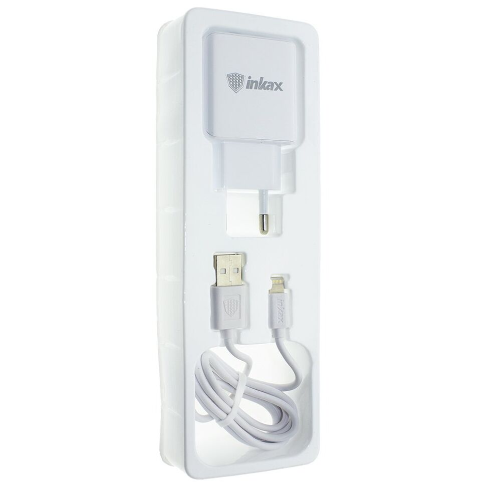 Мережевий зарядний пристрій INKAX CD-01 2.4A + USB кабель LIGHTNING Мережевий зарядний пристрій INKAX CD-01 2.4A + USB кабель LIGHTNING