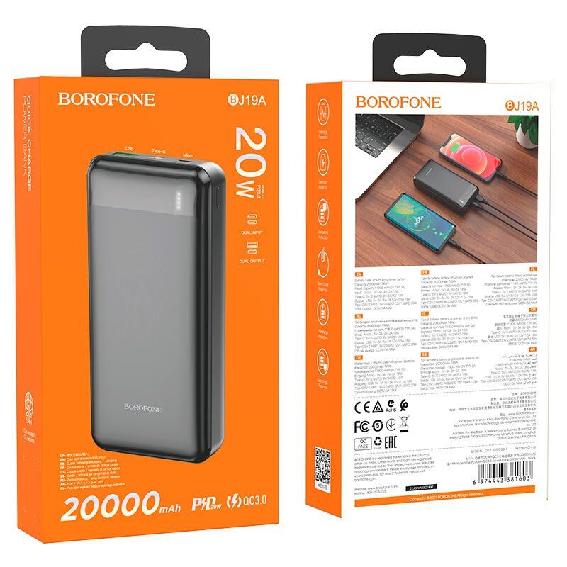 Power Bank Borofone BJ19A PD20W + QC3.0 20000mah Power Bank Borofone BJ19A PD20W + QC3.0 20000mah