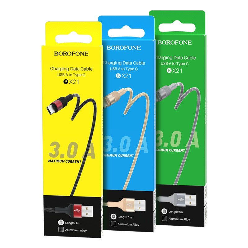 USB кабель BOROFONE BX21 3A 1M USB - Type-C сірий USB кабель BOROFONE BX21 3A 1M USB - Type-C сірий