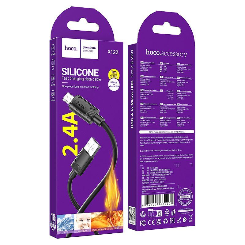 USB кабель HOCO X122 USB - micro USB, чорний