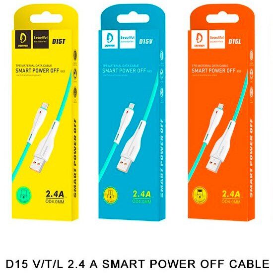 Кабель USB Denmen D15L USB - Lightning (2.4A) OD4.0мм Кабель USB Denmen D15L USB - Lightning (2.4A) OD4.0мм