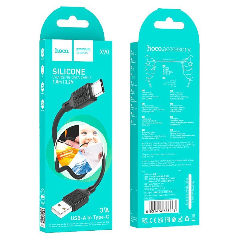 USB кабель HOCO X90 silicone USB - Type-C 1 MЕТР ЧОРНИЙ USB кабель HOCO X90 silicone USB - Type-C 1 MЕТР ЧОРНИЙ