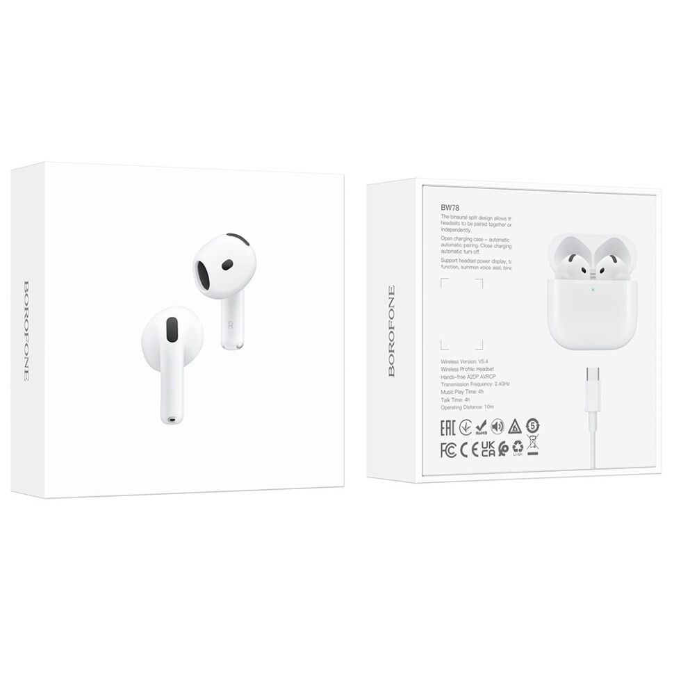 Бездротові навушники BOROFONE BW78, білий Бездротові навушники BOROFONE BW78, білий
