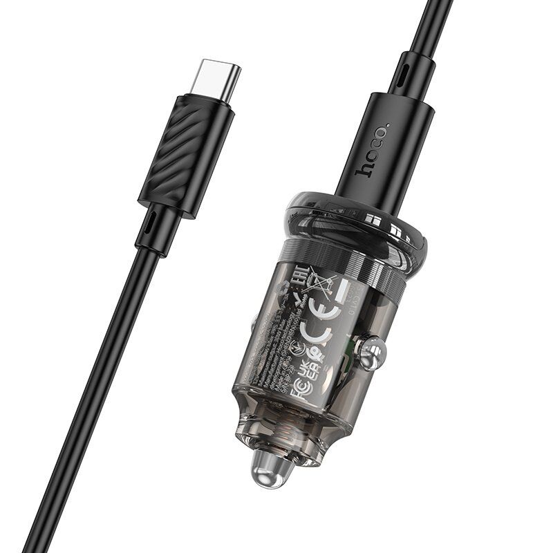 Автомобільний зарядний пристрій Hoco Z53 Type-C PD 30W + кабель Type-C - Type-C, чорний