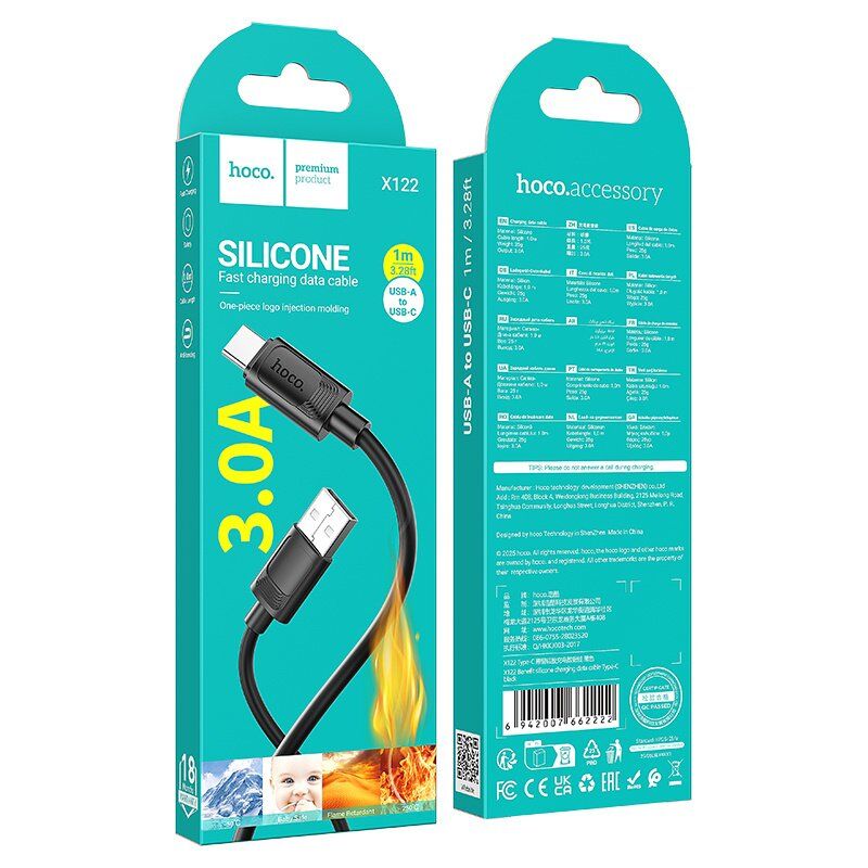 USB кабель HOCO X122 USB - Type-C, чорний USB кабель HOCO X122 USB - Type-C, чорний