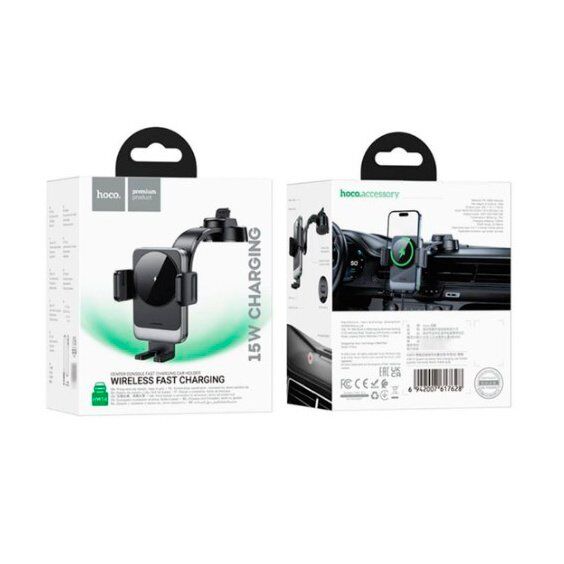 Автомобільний тримач HOCO HW14 бездротова зарядка чорний Автомобільний тримач HOCO HW14 бездротова зарядка чорний
