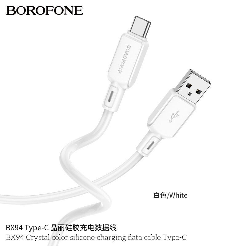 USB кабель BOROFONE BX94 Crystal color silicone charging data USB - Type-C USB кабель BOROFONE BX94 Crystal color silicone charging data USB - Type-C