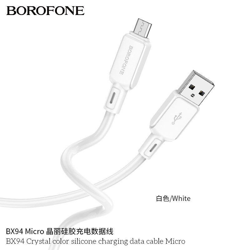 USB кабель BOROFONE BX94 Crystal color silicone charging data USB - micro USB