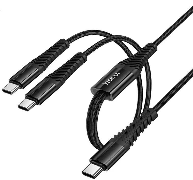 USB кабель HOCO X123 Victory 2-in-1 charging cable (C to C + C), чёрный USB кабель HOCO X123 Victory 2-in-1 charging cable (C to C + C), чёрный