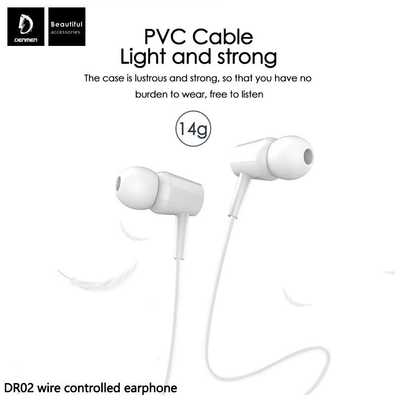 Дротові навушники DENMEN DR02, білий Дротові навушники DENMEN DR02, білий