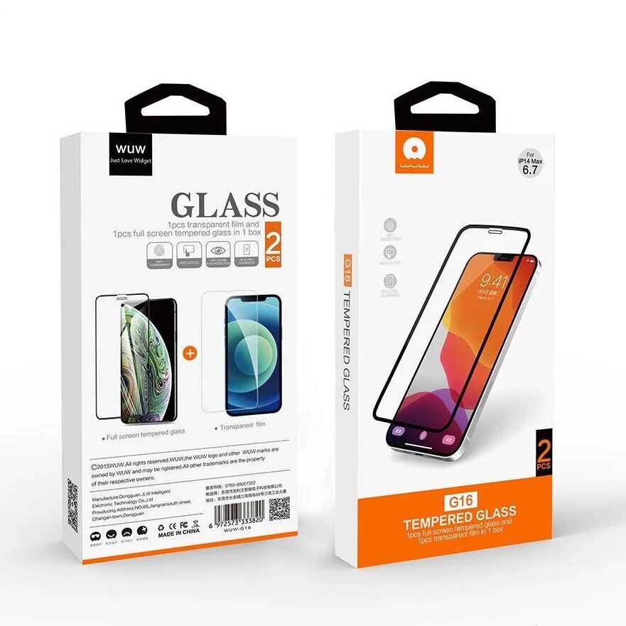 Захисне скло WUW G16 для APPLE iPhone 14 PRO | 15 | 16 (2 СКЛА) Захисне скло WUW G16 для APPLE iPhone 14 PRO | 15 | 16 (2 СКЛА)