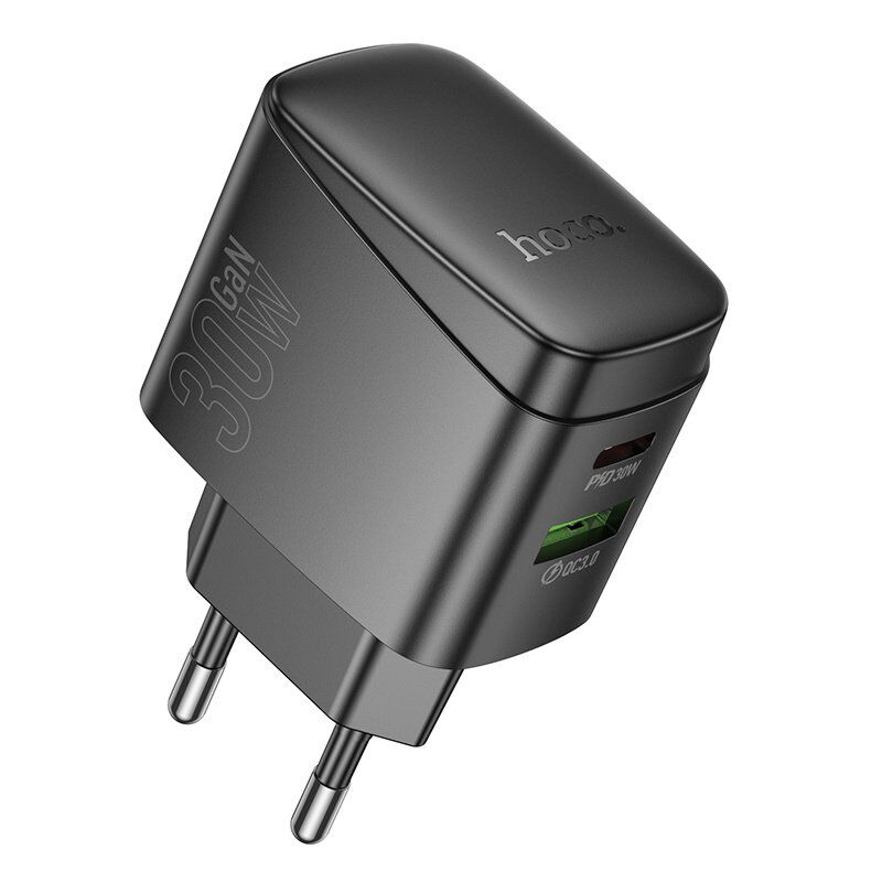 Мережевий зарядний пристрій HOCO CS61A TYPE-C PD 30W + USB QC 3.0, чорний
