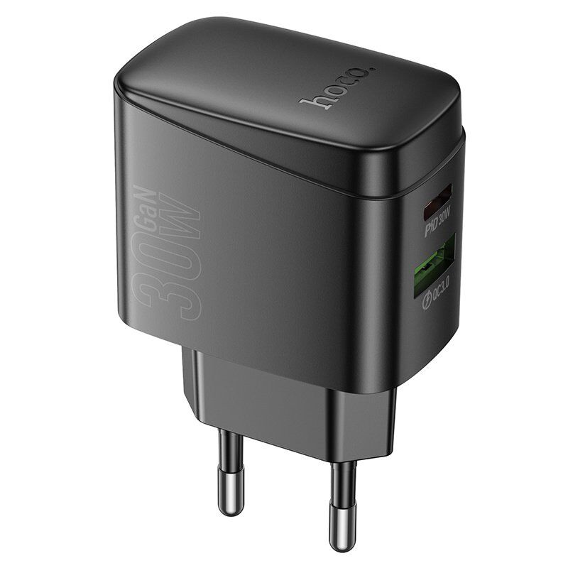 Мережевий зарядний пристрій HOCO CS61A TYPE-C PD 30W + USB QC 3.0, чорний
