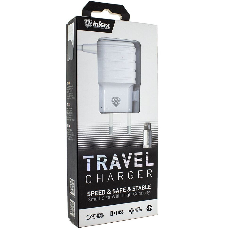 Мережевий зарядний пристрій INKAX CD-09 2.1A LIGHTNING Мережевий зарядний пристрій INKAX CD-09 2.1A LIGHTNING