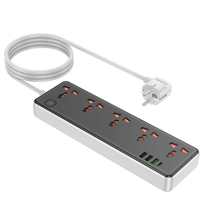 Сетевой удлинитель Hoco AC14A PD30W (3USB/1Type-C/5xSocket) (черный)