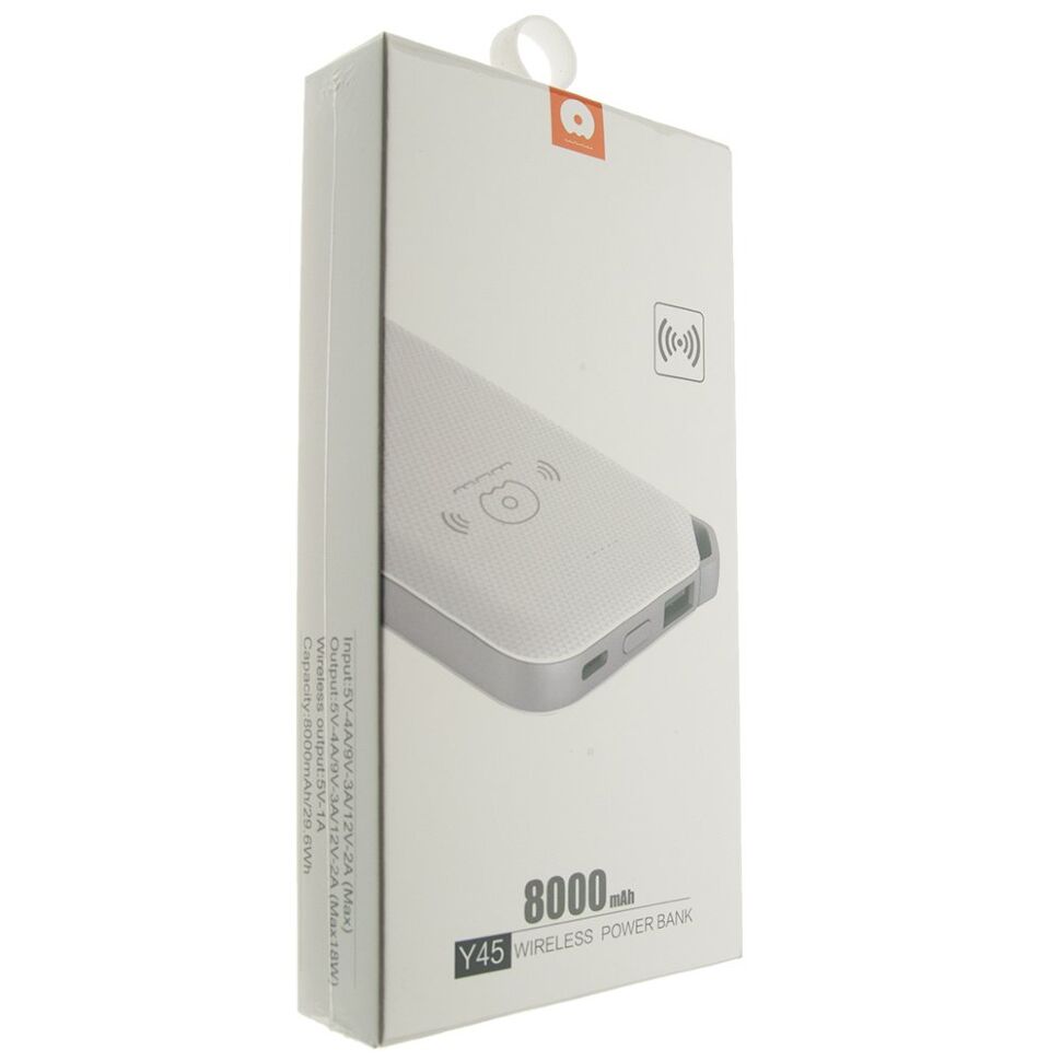 Power Bank WUW Y45 8000 mAh БІЛИЙ Бездротова зарядка Power Bank WUW Y45 8000 mAh БІЛИЙ Бездротова зарядка