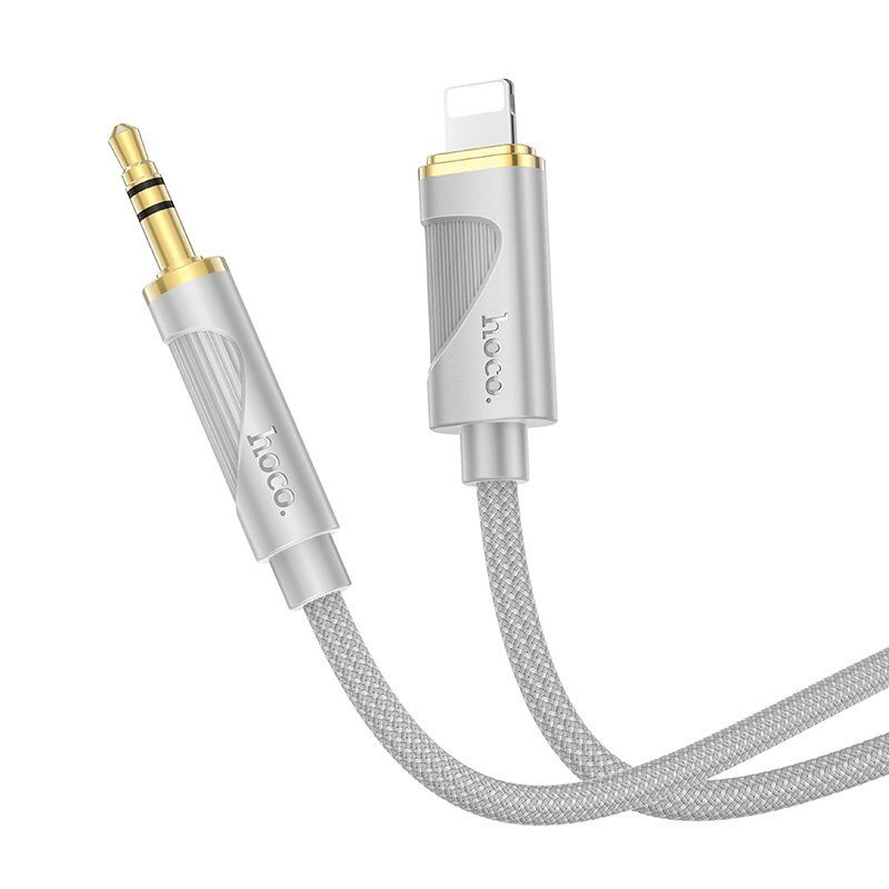 Кабель AUX HOCO UPA30 3,5 мм (штекер) на Lightning (штекер) 1метр, серый Кабель AUX HOCO UPA30 3,5 мм (штекер) на Lightning (штекер) 1метр, серый