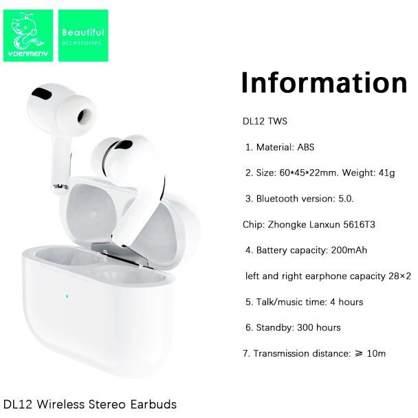 Бездротова гарнітура DENMEN DL12 БІЛИЙ Бездротова гарнітура DENMEN DL12 БІЛИЙ