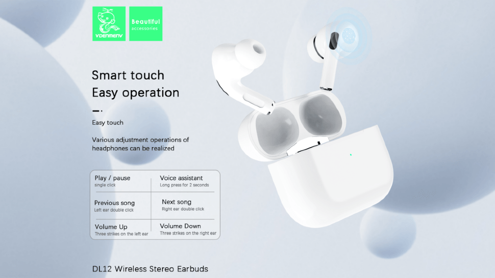 Бездротова гарнітура DENMEN DL12 БІЛИЙ Бездротова гарнітура DENMEN DL12 БІЛИЙ