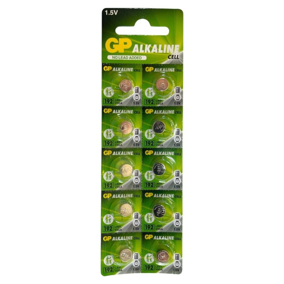 Батарейка лужна GP 192 LR41, V3GA 1.5V 10 штук Батарейка лужна GP 192 LR41, V3GA 1.5V 10 штук