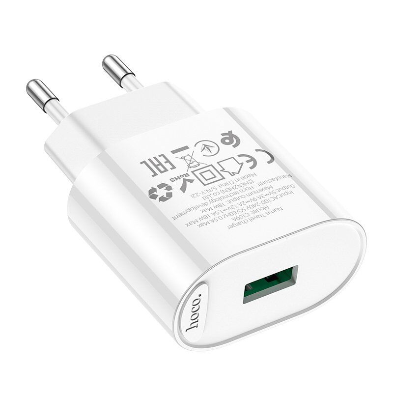Мережевий зарядний пристрій HOCO C109A QC3.0 БІЛИЙ