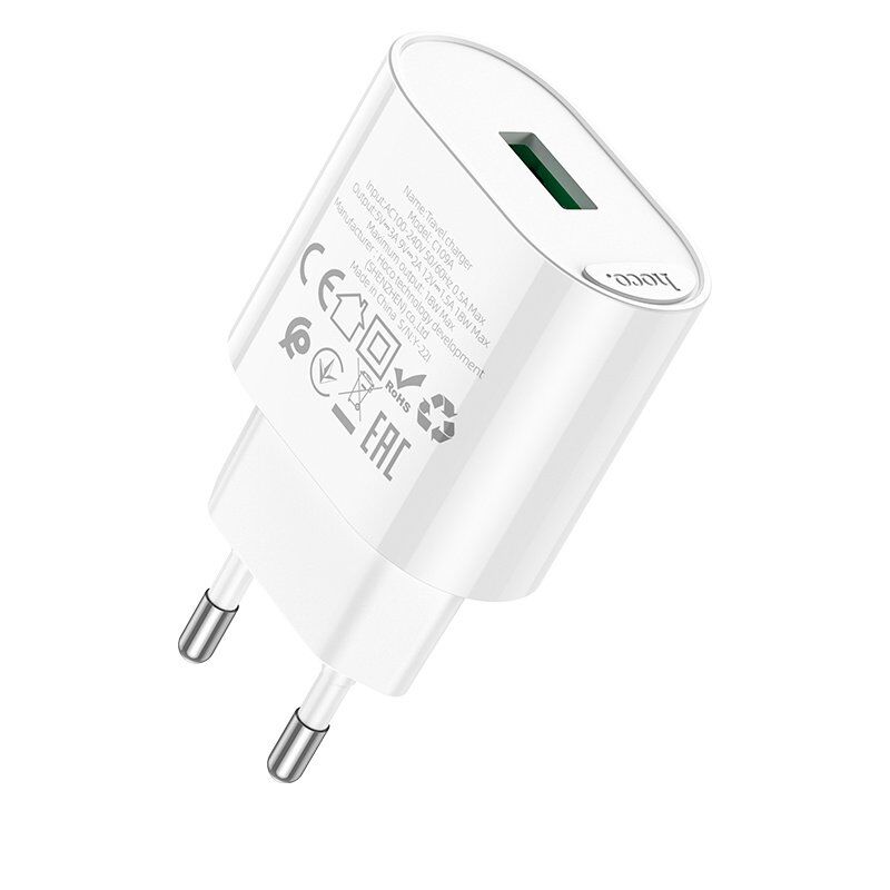 Мережевий зарядний пристрій HOCO C109A QC3.0 БІЛИЙ