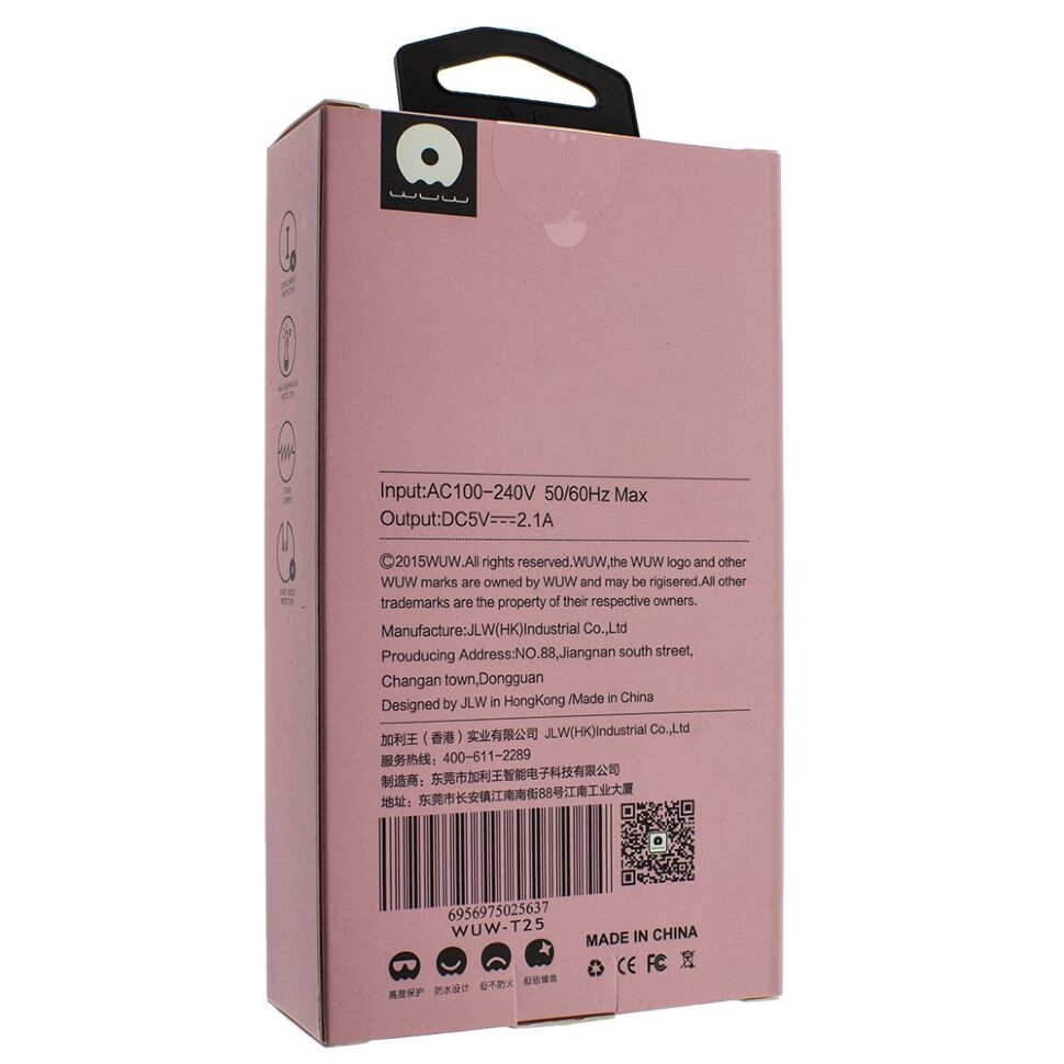 Мережевий зарядний пристрій WUW T25 2.1A + USB Type-C Мережевий зарядний пристрій WUW T25 2.1A + USB Type-C