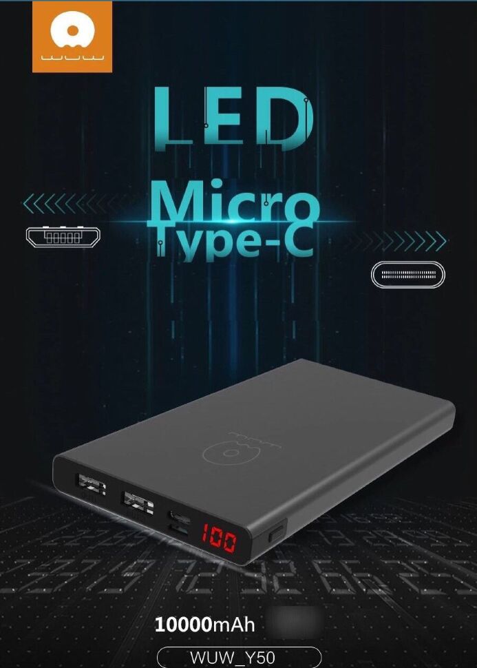 Power Bank WUW Y50 10000 mAh ЧОРНИЙ Power Bank WUW Y50 10000 mAh ЧОРНИЙ