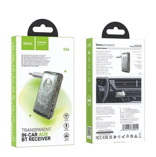 Аудіоперехідник бездротовий HOCO E66 із роз'ємом 3,5 мм, bluetooth 5.0 Аудіоперехідник бездротовий HOCO E66 із роз'ємом 3,5 мм, bluetooth 5.0