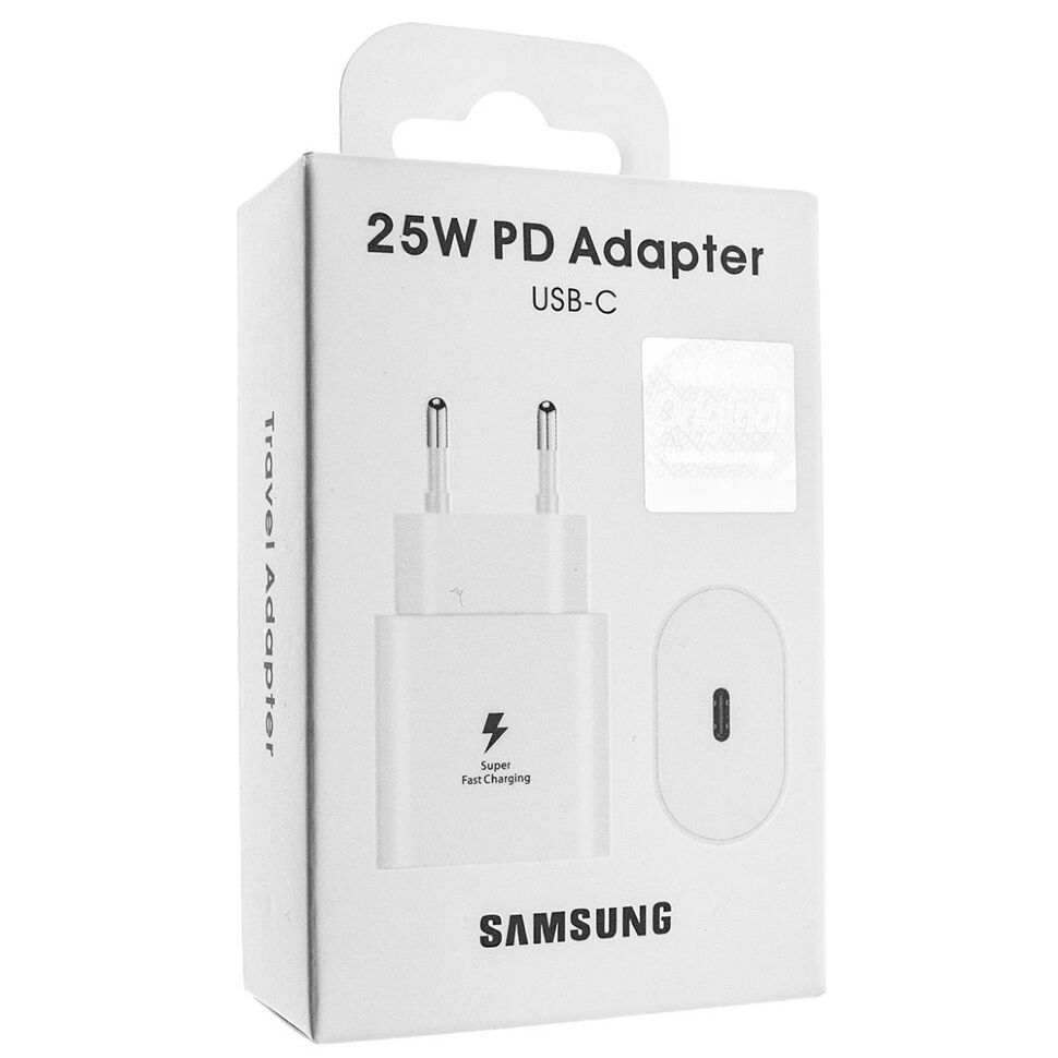 Мережевий зарядний пристрій SAMSUNG 25W PD TYPE-C (EP-TA800), білий в упаковці (D) Мережевий зарядний пристрій SAMSUNG 25W PD TYPE-C (EP-TA800), білий в упаковці (D)