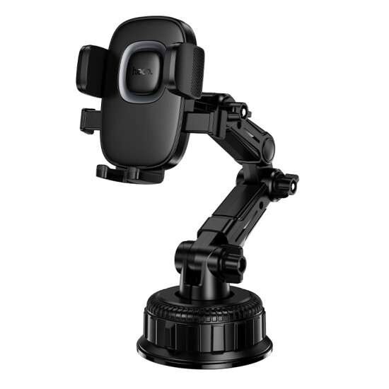 Автомобільний тримач HOCO H89 Crown з вакуумною присоскою для телефону 4.5 - 7", на торпедо або лобове скло, чорний
