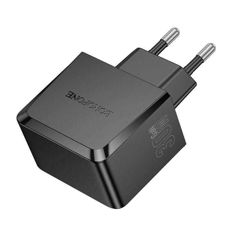 Мережевий зарядний пристрій BOROFONE BAS61A TYPE-C PD 30W + USB QC3.0, чорний Мережевий зарядний пристрій BOROFONE BAS61A TYPE-C PD 30W + USB QC3.0, чорний