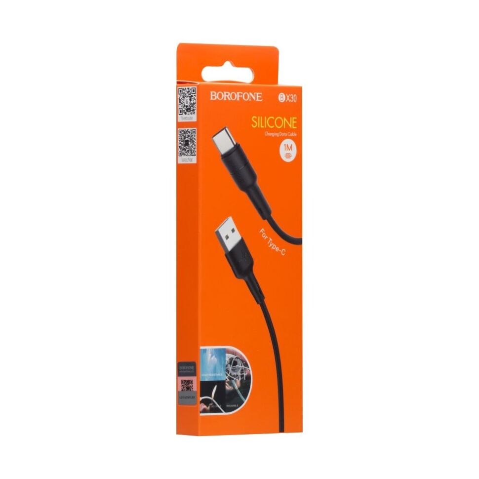 USB кабель BOROFONE BX30 USB - Type-C Silicone, 1 метр, чорний