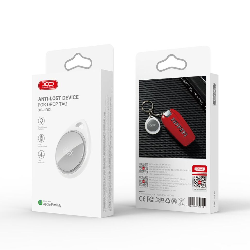 GPS ТРЕКЕР XO LP02 ANTI-LOST DEVICE, БIЛИЙ