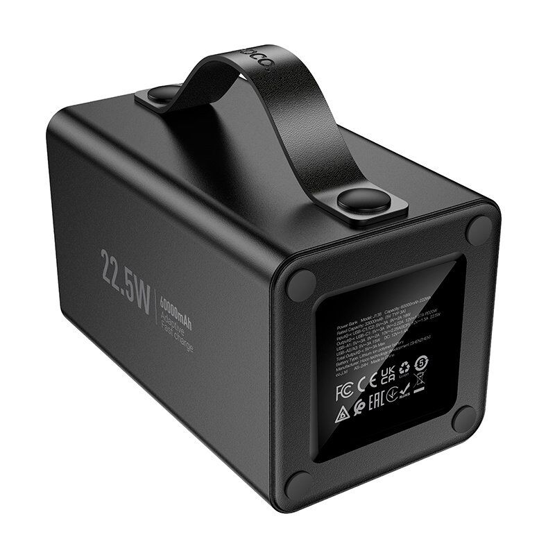 Універсальна мобільна батарея (УМБ) HOCO J138 Distant PD 20W + QC 3.0 22.5W 60000 mAh, чорний Універсальна мобільна батарея (УМБ) HOCO J138 Distant PD 20W + QC 3.0 22.5W 60000 mAh, чорний