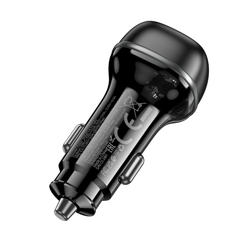 Автомобильное зарядное устройство для HOCO Z58A Type-C PD 30W + USB QC3.0, черный