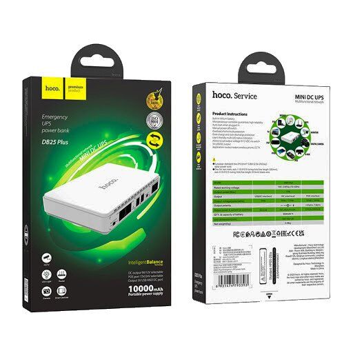 ДБЖ для роутера HOCO DB25 PLUS UPS + POWERBANK 10000 mah 9V/12V + USB 5V, білий ДБЖ для роутера HOCO DB25 PLUS UPS + POWERBANK 10000 mah 9V/12V + USB 5V, білий