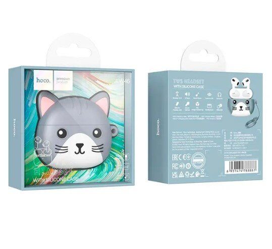 Бездротові навушники HOCO EW46, MYSTERIOUS CAT, сірий Бездротові навушники HOCO EW46, MYSTERIOUS CAT, сірий