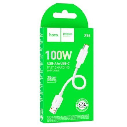 USB кабель HOCO X96 100W USB - Type-C 0,25M ЧОРНИЙ USB кабель HOCO X96 100W USB - Type-C 0,25M ЧОРНИЙ