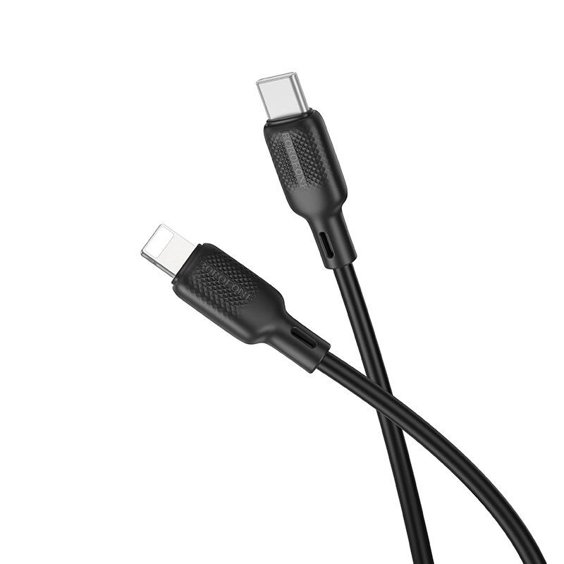 USB-C кабель BOROFONE BX113 Type-C - Lightning SILICONE, 2.4A, 3 метри, чорний