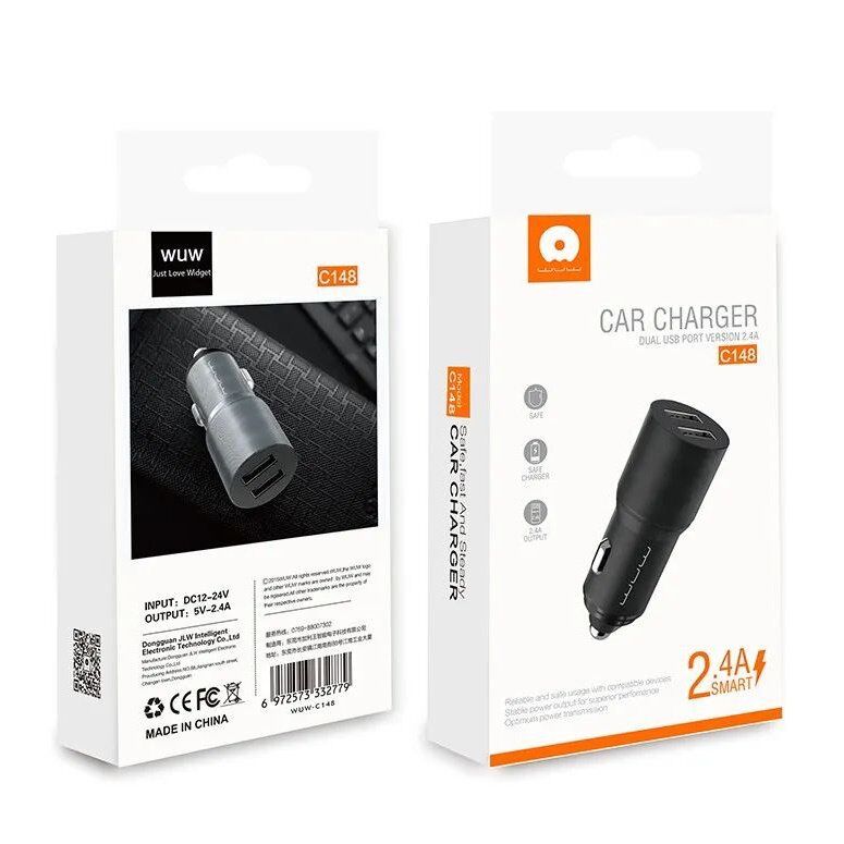 Автомобільний зарядний пристрій WUW C148 2USB 2.4A ЧОРНИЙ (70) Автомобільний зарядний пристрій WUW C148 2USB 2.4A ЧОРНИЙ (70)