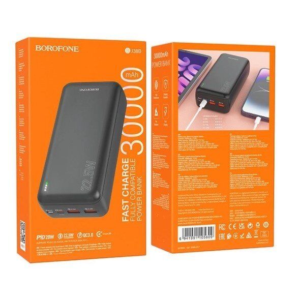 Power Bank Borofone BJ38B PD20W 22,5W 30000mah ЧОРНИЙ Power Bank Borofone BJ38B PD20W 22,5W 30000mah ЧОРНИЙ