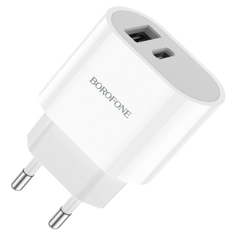 Мережевий зарядний пристрій BOROFONE BA62A Wiseacre dual port (1C1A) charger(EU) Мережевий зарядний пристрій BOROFONE BA62A Wiseacre dual port (1C1A) charger(EU)