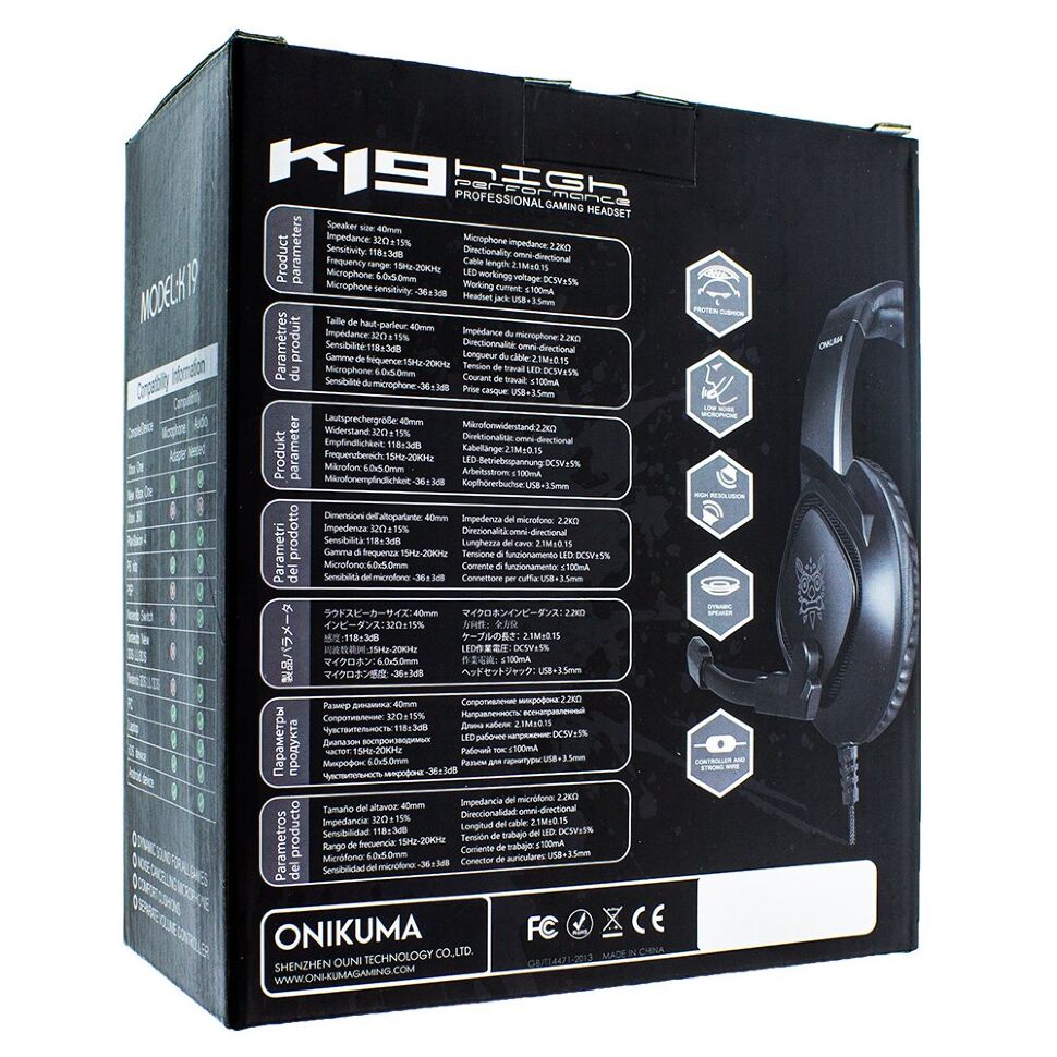 Ігрова гарнітура для комп'ютера ONIKUMA K19