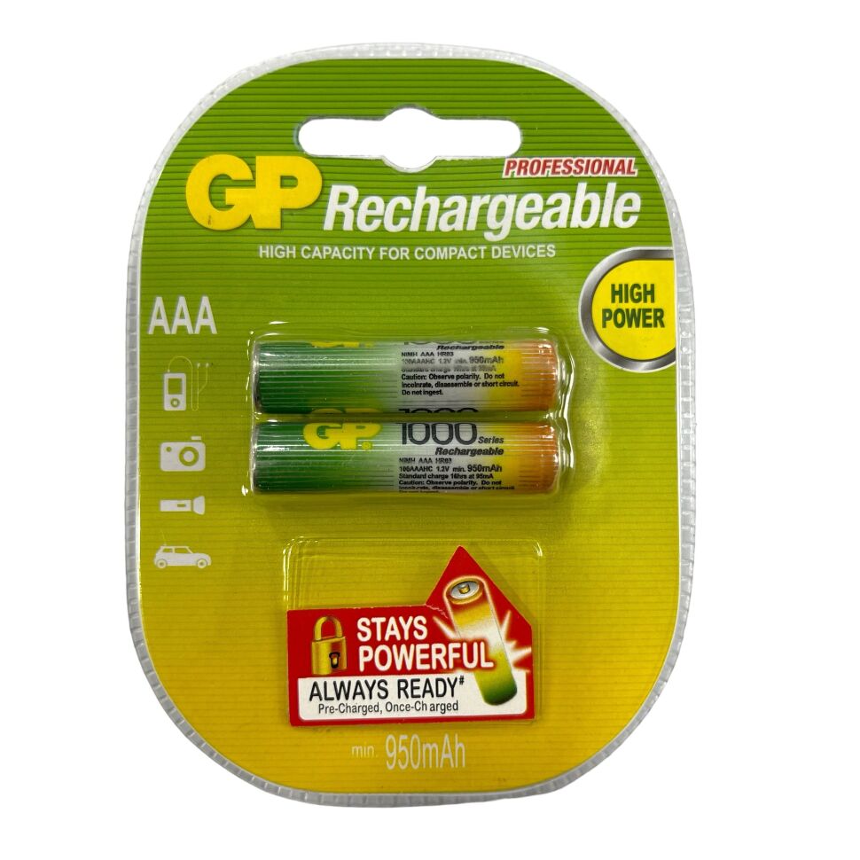 Акумулятор AAA GP 1000 HR03 950mAh RECHARGEABLE БЛИСТЕР 2 ШТ. Акумулятор AAA GP 1000 HR03 950mAh RECHARGEABLE БЛИСТЕР 2 ШТ.
