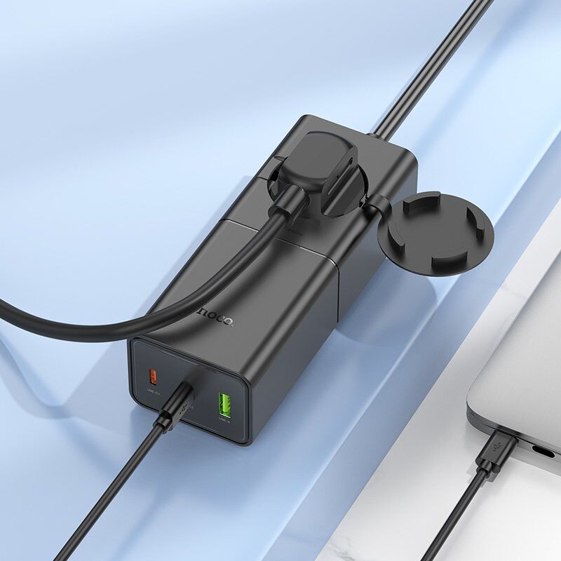 Сетевой удлинитель Hoco NS4 (1USB/2Type-C/1xSocket) (черный)